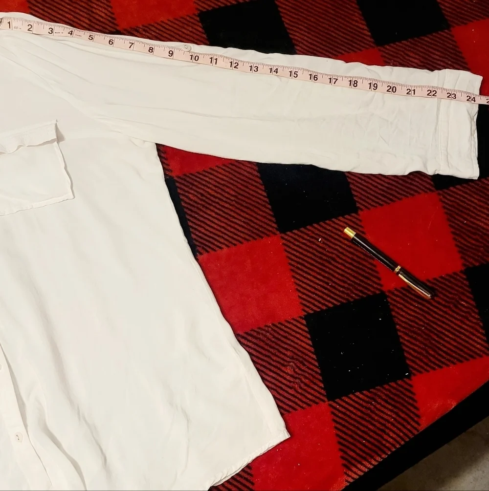 Spense Womens White Sheer Button Up Shirt. With 2 Front Pockets. Size XL - Picture 8 of 9